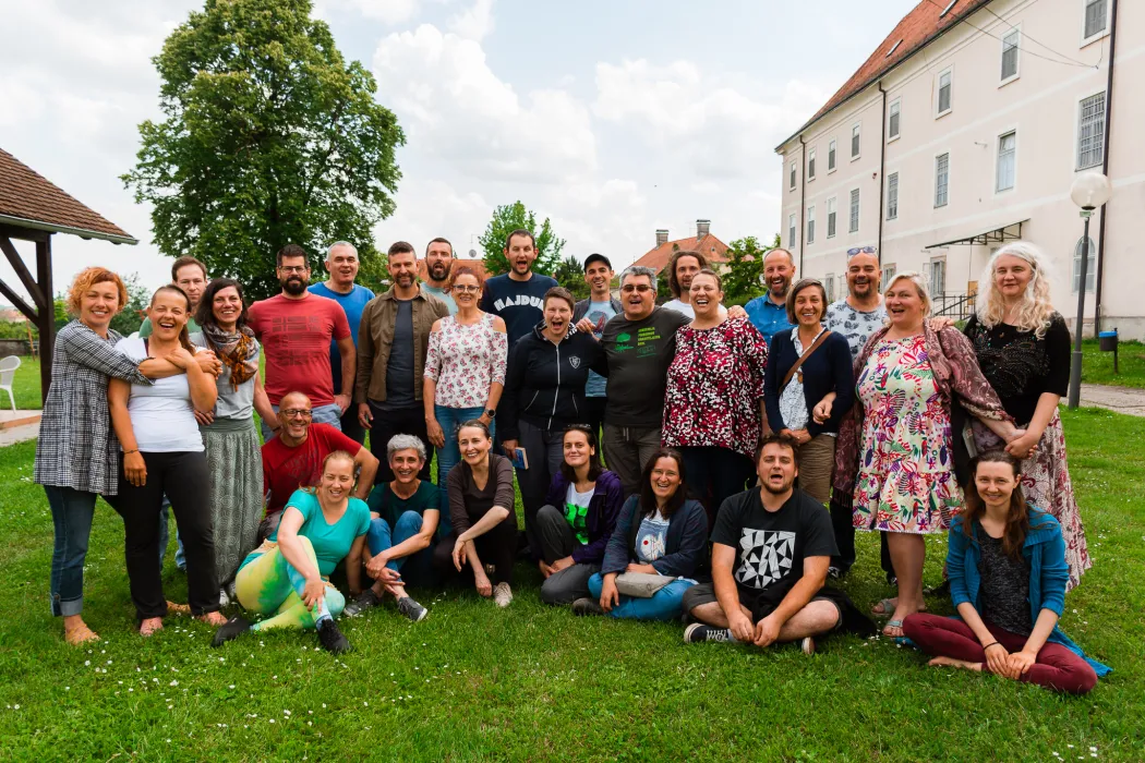 Group photo from the fourth national permaculture convergence in Križevci, Croatia, in 2023