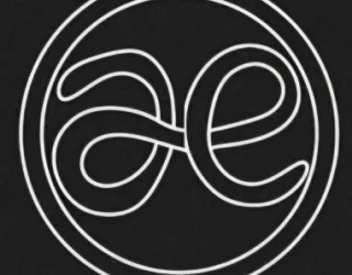 logo of Abundant Earth, showing the letters a and e joined in the form of a knot within a circle