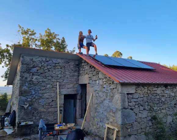 Jessi and her Dad repairing the roof