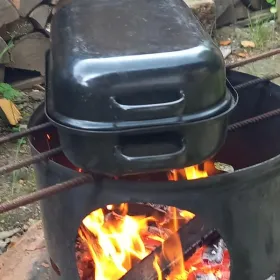 cooking on fire